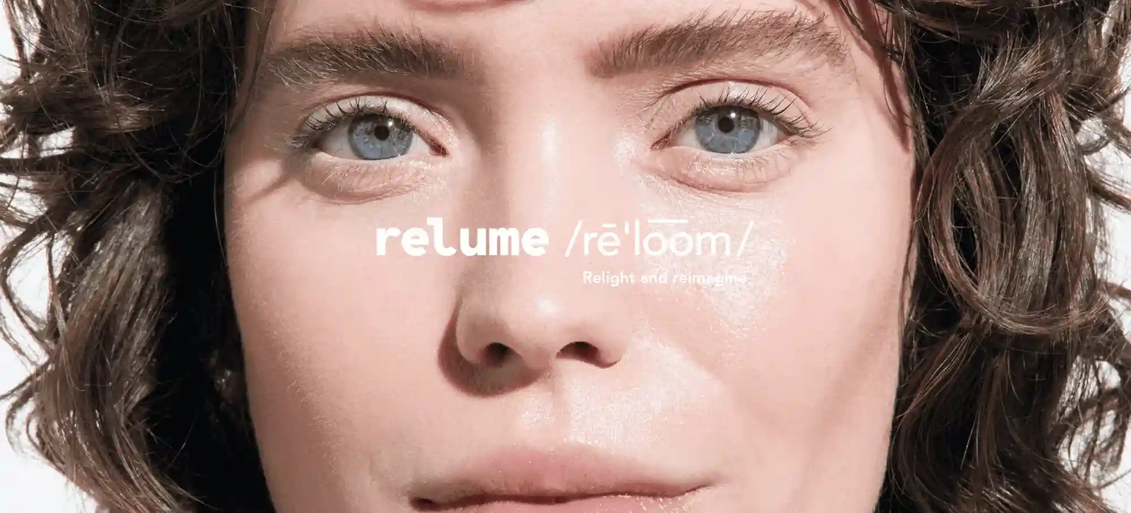 Model's face with phonetic logo